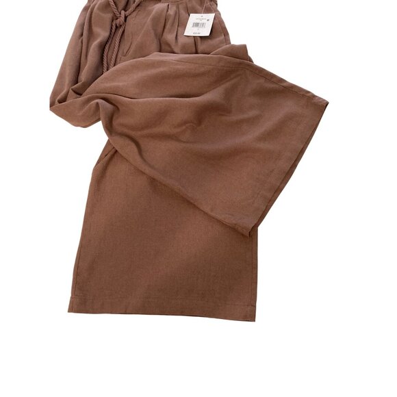 Falls Creek Women Wide Leg Pants Hi Rise Brown Linen Blend  Large - Picture 7 of 7
